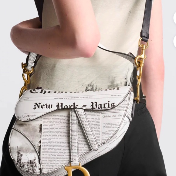 Dior Limited Edition Saddle Calfskin Bag with Newspaper Print - Picture 5 of 12
